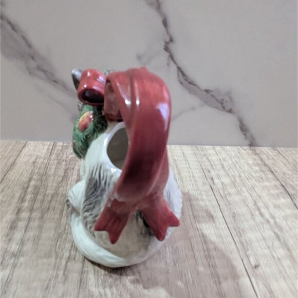 VINTAGE FITZ & FLOYD Cat Christmasy  creamer 1992 Super Cute 4.5" - Picture 5 of 10